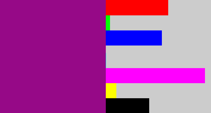 Hex color #960987 - barney purple