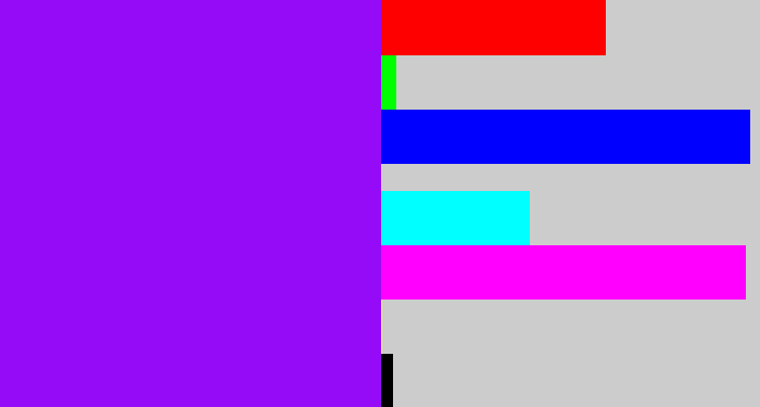 Hex color #960bf7 - vivid purple