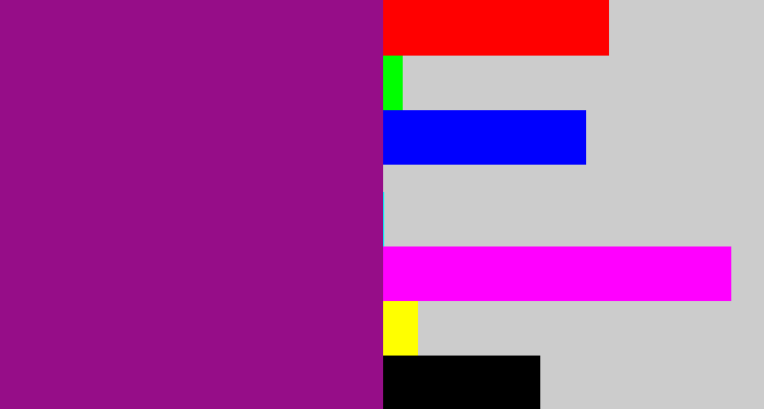 Hex color #960d88 - barney purple