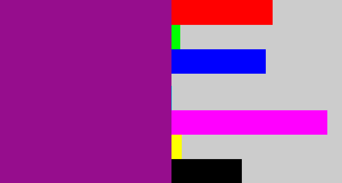 Hex color #960d8d - barney purple