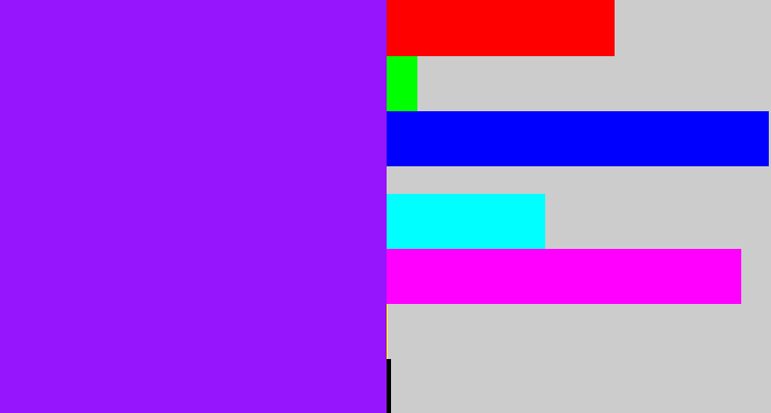 Hex color #9615fd - violet