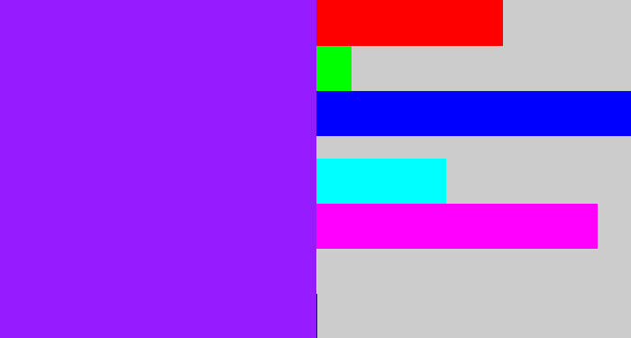 Hex color #961bff - electric purple