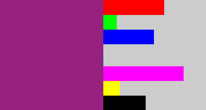 Hex color #96217e - warm purple