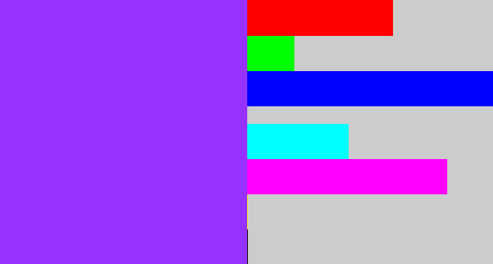 Hex color #9631ff - electric purple