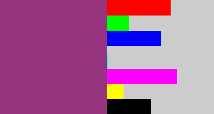 Hex color #96347f - warm purple