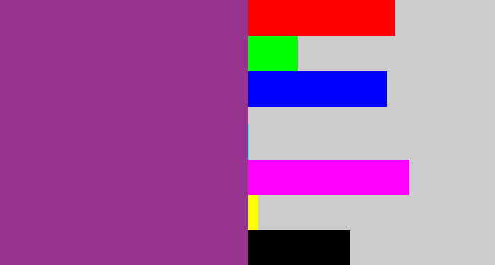 Hex color #963490 - warm purple