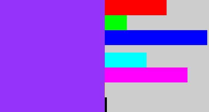 Hex color #9635fa - electric purple
