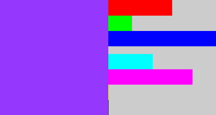 Hex color #9637fe - electric purple