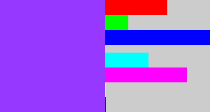 Hex color #9638ff - electric purple