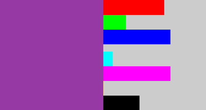 Hex color #9639a5 - medium purple