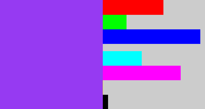 Hex color #963af2 - lightish purple