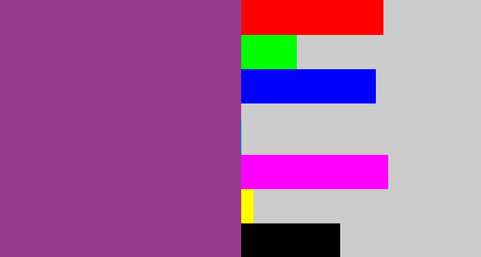 Hex color #963b8f - warm purple