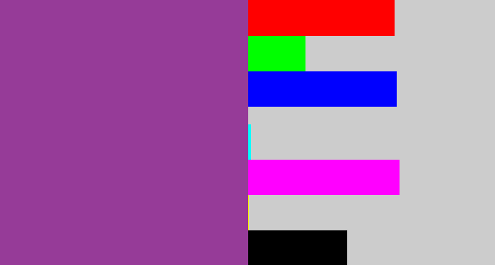 Hex color #963b98 - medium purple