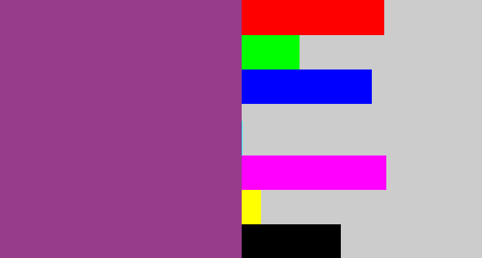 Hex color #963c8a - warm purple