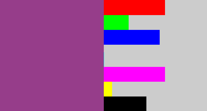 Hex color #963d8a - warm purple