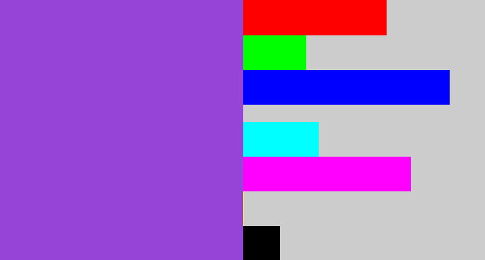 Hex color #9643d8 - lightish purple