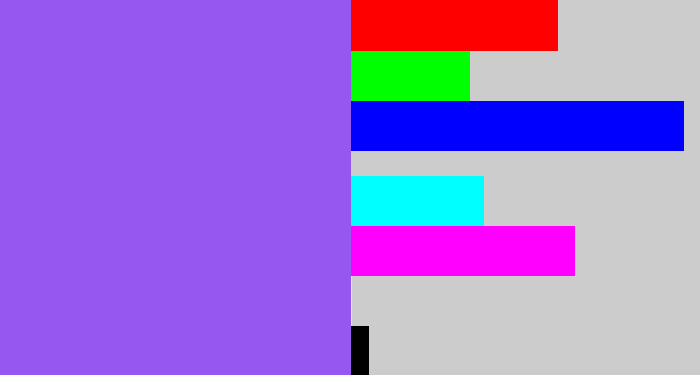 Hex color #9657f1 - lighter purple