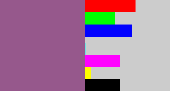 Hex color #96588c - purplish