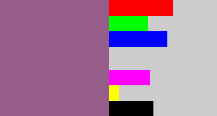 Hex color #965d89 - purplish