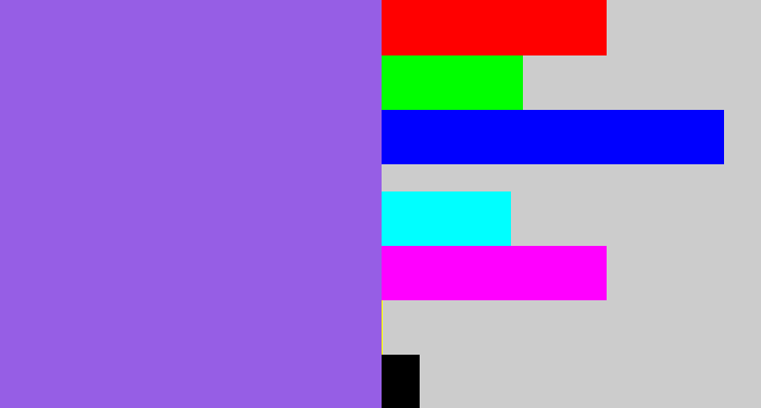Hex color #965ee5 - purpley