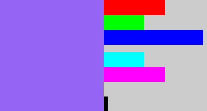 Hex color #9664f4 - lighter purple