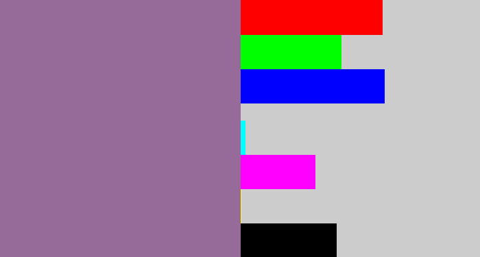 Hex color #966a99 - faded purple