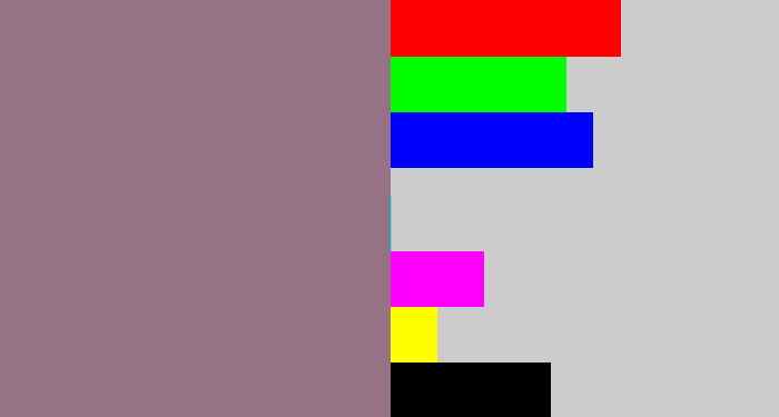 Hex color #967284 - purple grey