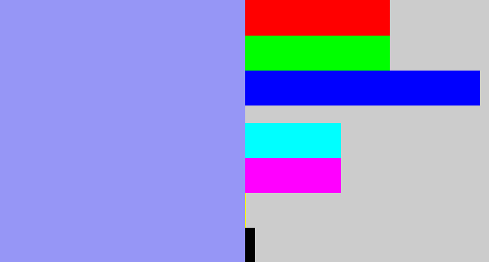 Hex color #9696f6 - periwinkle blue