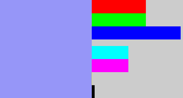 Hex color #9696f8 - periwinkle blue