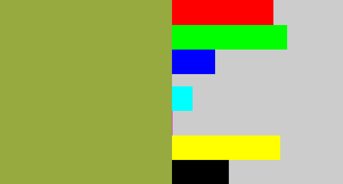 Hex color #96aa3f - booger