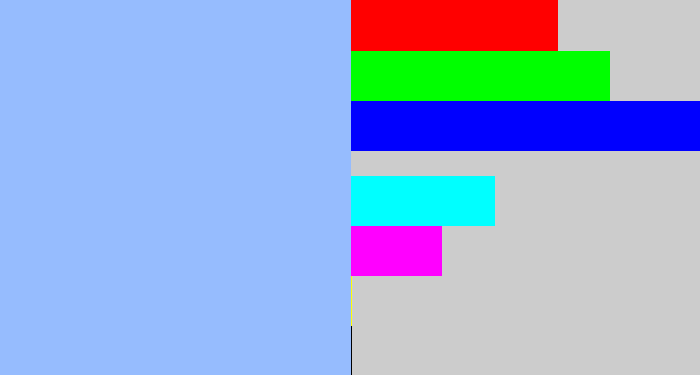 Hex color #96bcfe - pastel blue