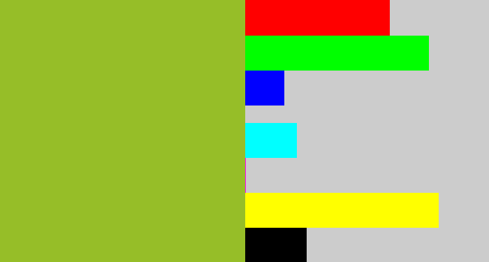 Hex color #96be28 - sick green