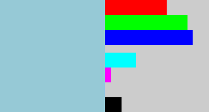 Hex color #96c9d6 - light grey blue