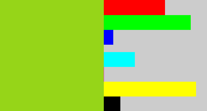 Hex color #96d518 - slime green
