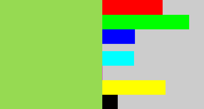 Hex color #96da52 - kiwi green