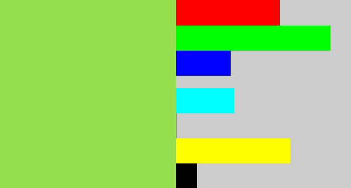 Hex color #96e04f - kiwi green