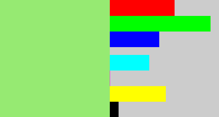 Hex color #96ea72 - light green