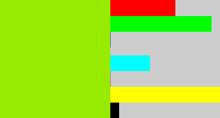 Hex color #96eb01 - bright yellow green