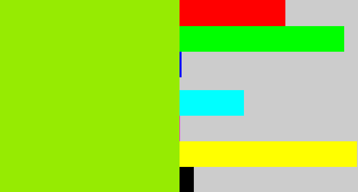 Hex color #96eb02 - bright yellow green