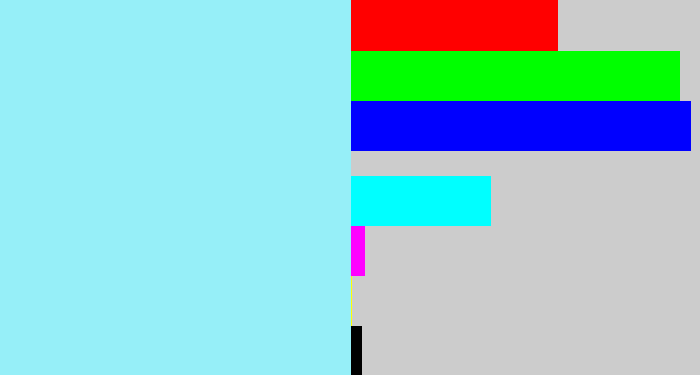 Hex color #96eff8 - robin's egg blue