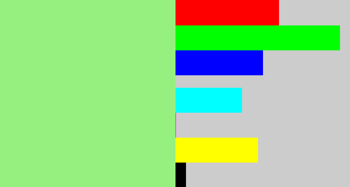 Hex color #96f080 - light green
