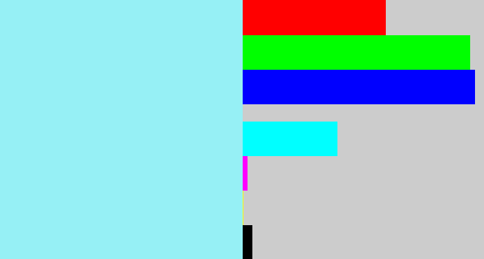 Hex color #96f0f5 - robin's egg blue