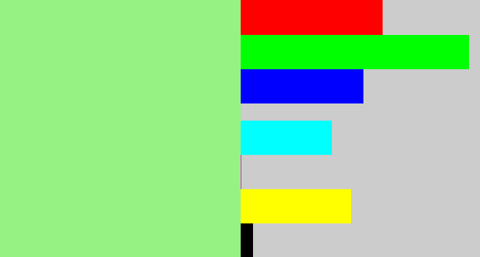 Hex color #96f283 - light green