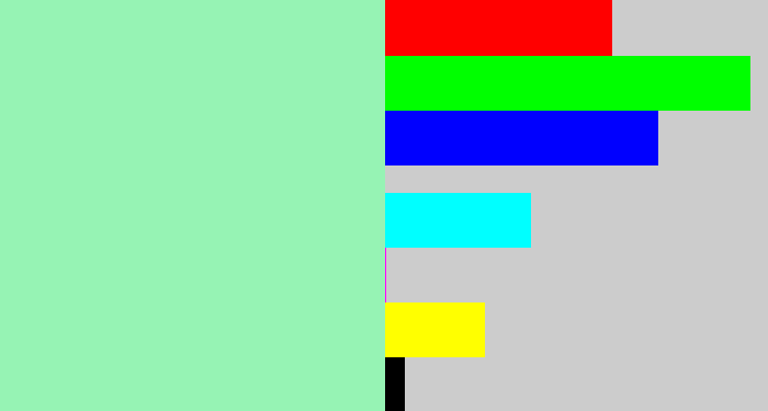 Hex color #96f3b4 - light sea green