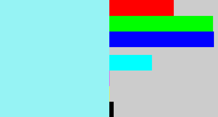 Hex color #96f3f4 - robin's egg blue
