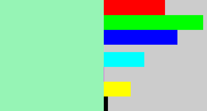 Hex color #96f4b5 - light sea green