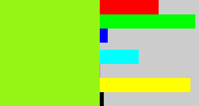 Hex color #96f515 - acid green