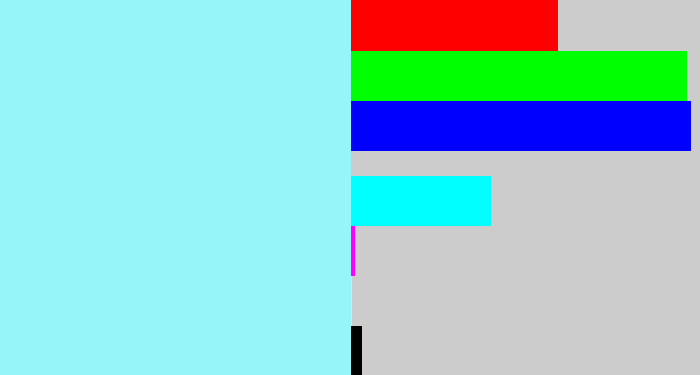 Hex color #96f5f8 - robin's egg blue