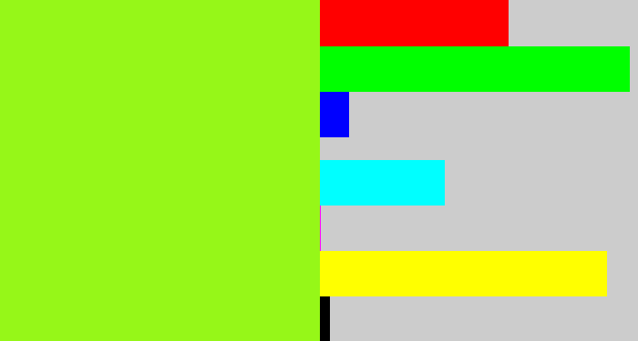 Hex color #96f718 - acid green
