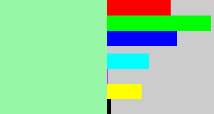 Hex color #96f7a7 - foam green